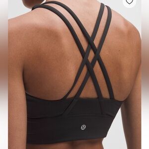 Lululemon High Neck Energy Longline Bra | Ribbed Black